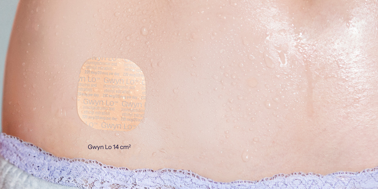 A birth control patch worn on the stomach