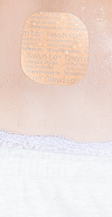 A birth control patch worn on the stomach